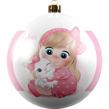 Little girl with bunny Christmas ornament G22-115